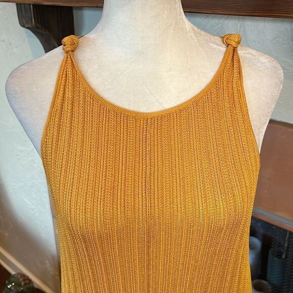 Zara Knit Yellow-Orange Knotted Shoulder Strap Maxi Dress, S! - Picture 2 of 9